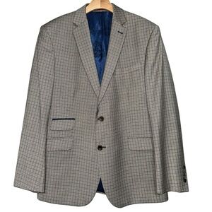 Ted Baker Men’s S Tan Mini Check Suit Jacket Blazer